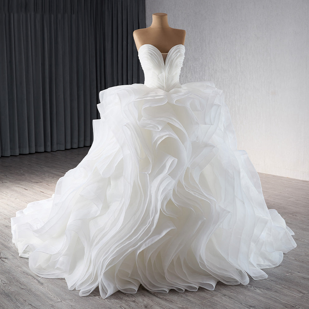 Theresa's Bridal 241074 white sweetheart Ruched Ballroom gown wedding dress.