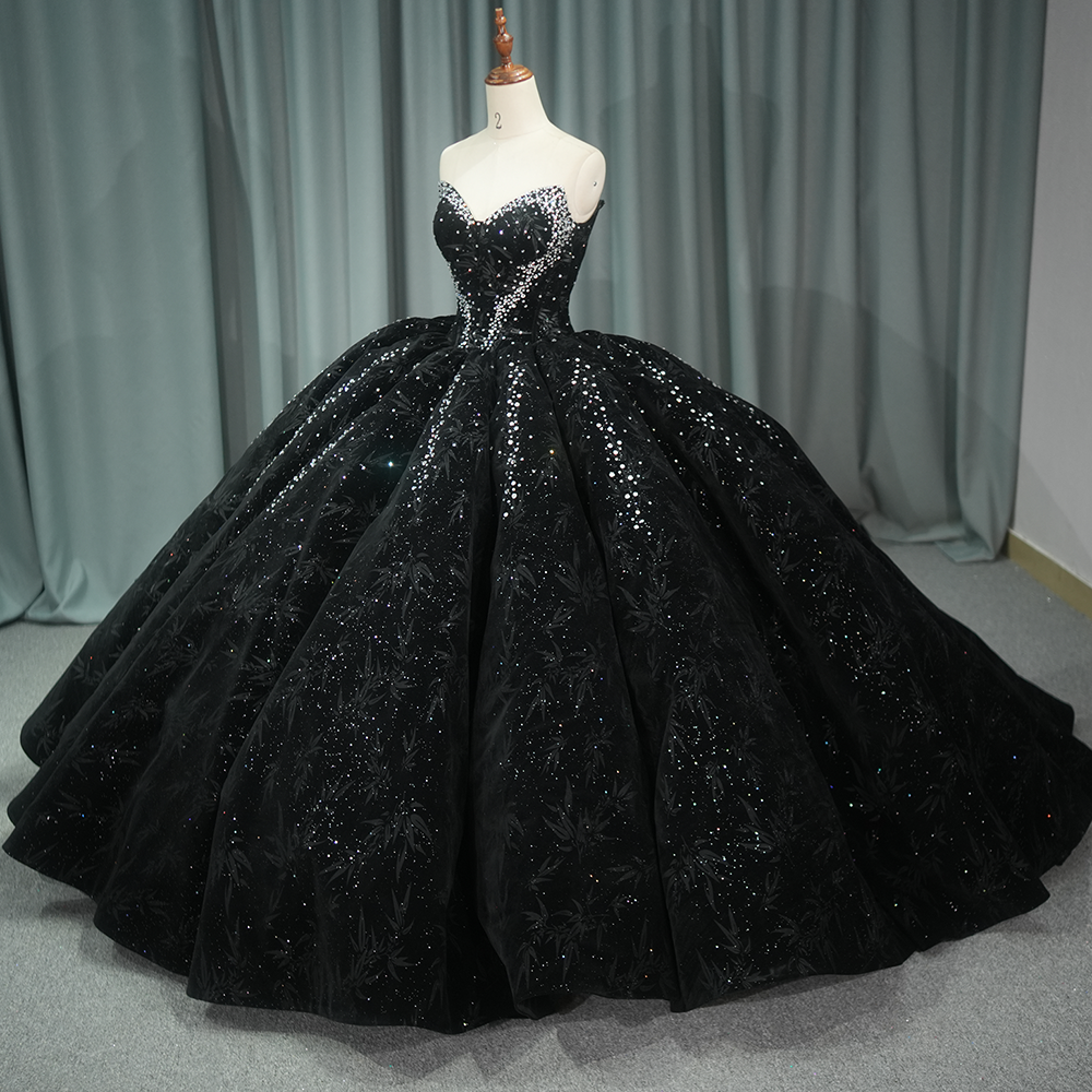 Theresa's Bridal 1260 vintage Crystwl black ball gown evening Debutant Dress