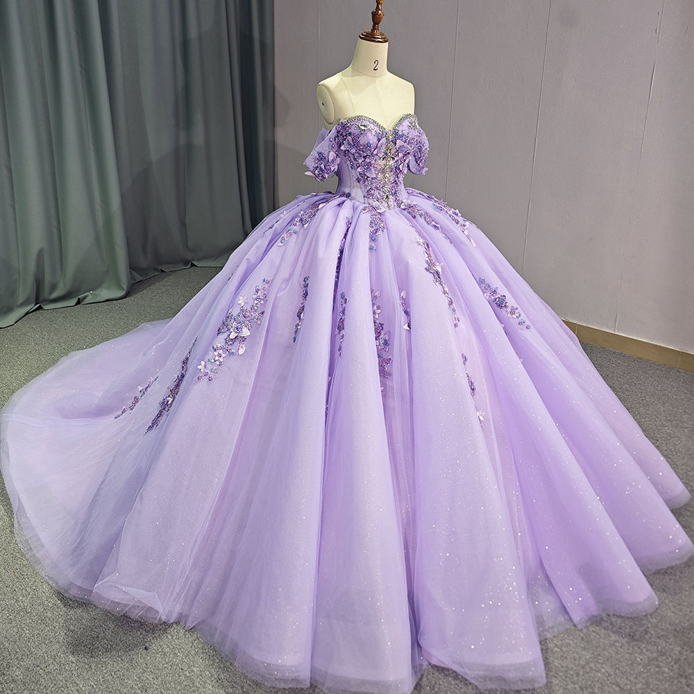 Theresa's Bridal 1265 Crystal Rhinestone Lilac puffy evening Ball room dress.