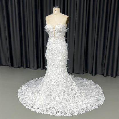 Theresa's Bridal HX93 Luxury 3D Flower lace embtoidery Wedding dress.