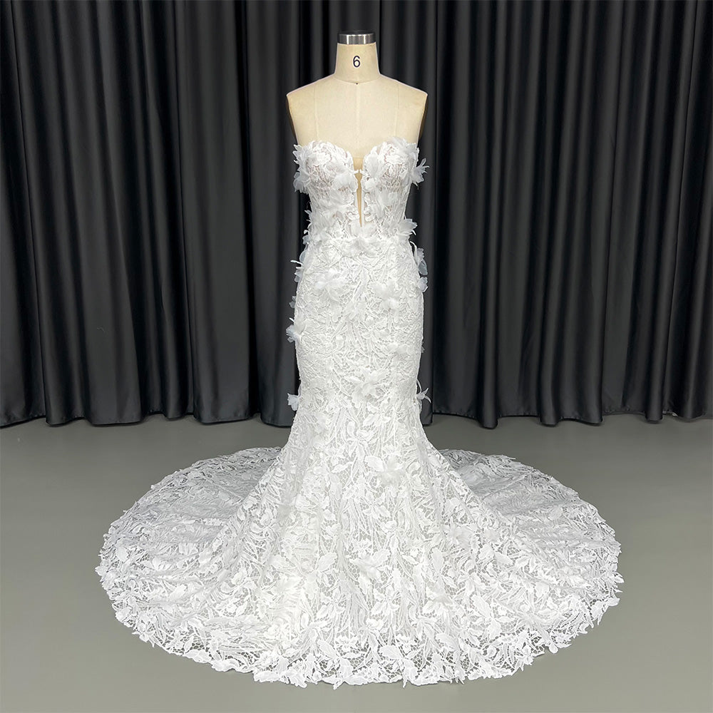 Theresa's Bridal HX93 Luxury 3D Flower lace embtoidery Wedding dress.