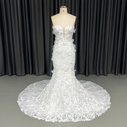 Theresa's Bridal HX93 Luxury 3D Flower lace embtoidery Wedding dress.