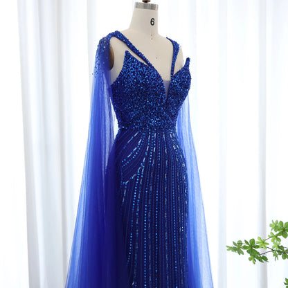 Theresa's Bridal SZ411 Luxury Royal Blue Beaded Mermaid evening gown.