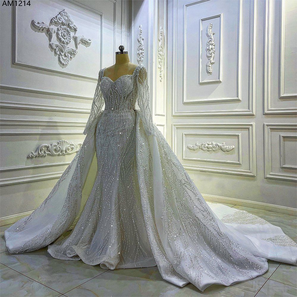 Theresa's Bridal AM1214 Luxury Mermaid wedding gown with detatchable train.