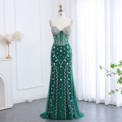 Theresa's Bridal LSZ246 Sexy crystal green sleeveless mermaid evening dress