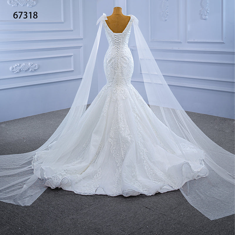 Theresa's Bridal #RSM67318 Elegant V- neck fish tail sequence lace wedding dress