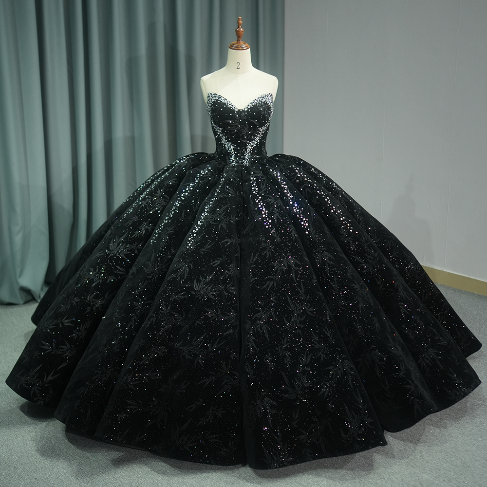 Theresa's Bridal 1260 vintage Crystwl black ball gown evening Debutant Dress