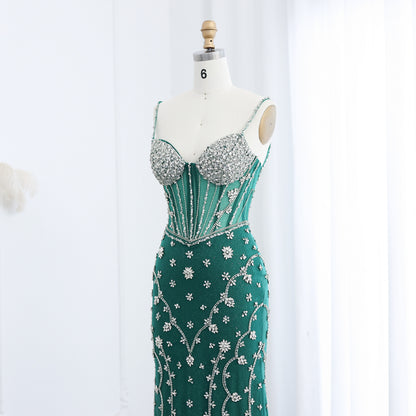 Theresa's Bridal LSZ246 Sexy crystal green sleeveless mermaid evening dress