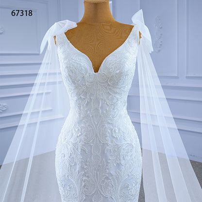 Theresa's Bridal #RSM67318 Elegant V- neck fish tail sequence lace wedding dress