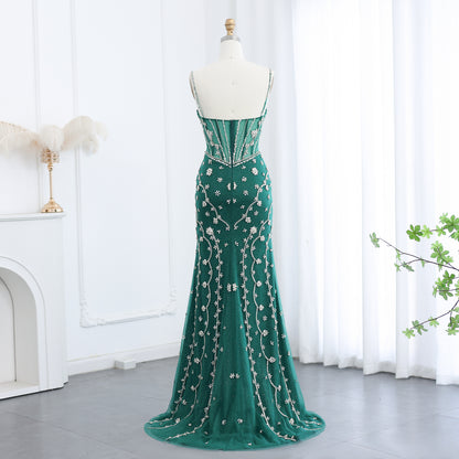 Theresa's Bridal LSZ246 Sexy crystal green sleeveless mermaid evening dress