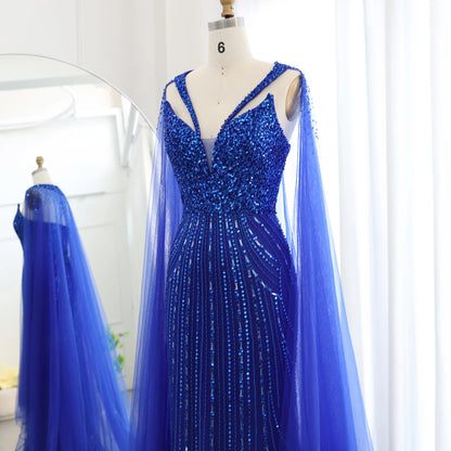 Theresa's Bridal SZ411 Luxury Royal Blue Beaded Mermaid evening gown.