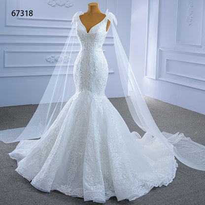 Theresa's Bridal #RSM67318 Elegant V- neck fish tail sequence lace wedding dress