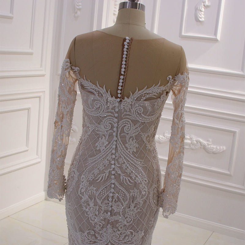 Theresa's Bridal 430 Lace embroided fabric long sleeve Mermaid wedding dress.