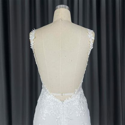 Theresa's Bridal HX100 Backless Satin lace wedding dress.