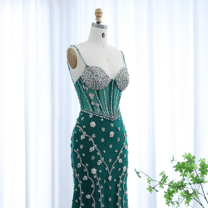 Theresa's Bridal LSZ246 Sexy crystal green sleeveless mermaid evening dress