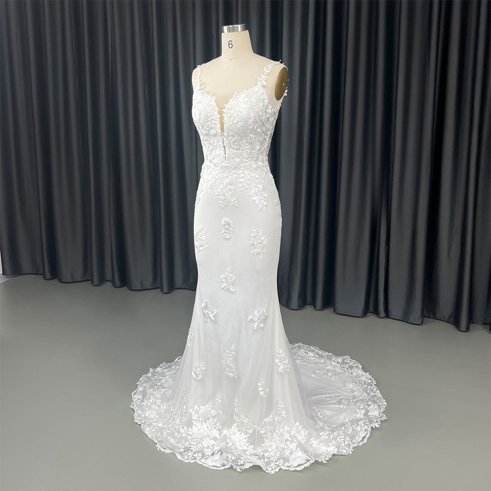 Theresa's Bridal HX100 Backless Satin lace wedding dress.