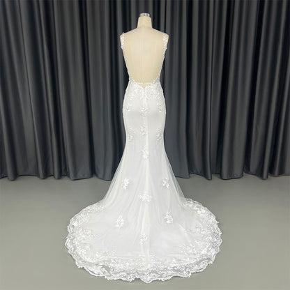 Theresa's Bridal HX100 Backless Satin lace wedding dress.