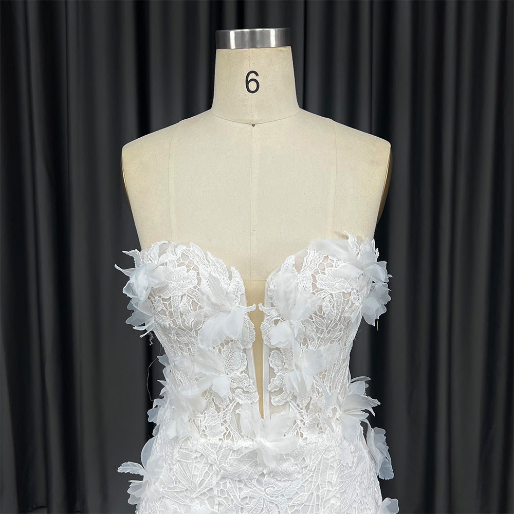 Theresa's Bridal HX93 Luxury 3D Flower lace embtoidery Wedding dress.