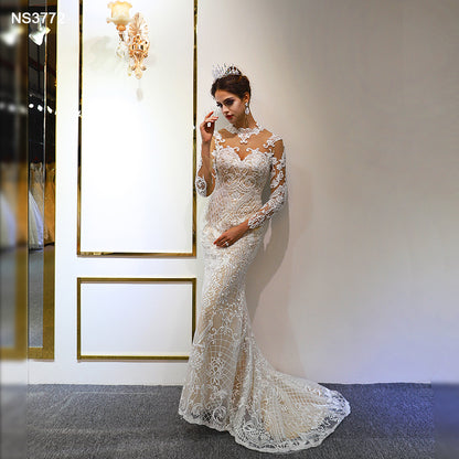 Theresa's Bridal NS3772 Lace long sleeve Embroidery detatchable train mermaid wedding dress