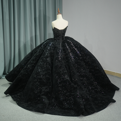 Theresa's Bridal 1260 vintage Crystwl black ball gown evening Debutant Dress