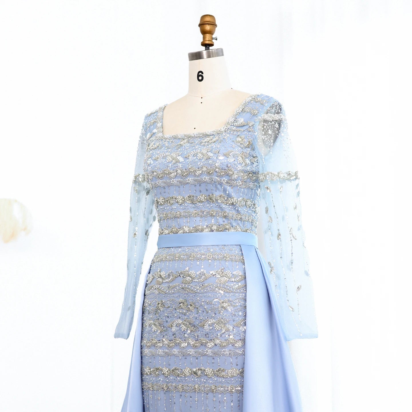 Theresa's Bridal LSZ238A Elegant blue long sleeve Arabic evening dress.