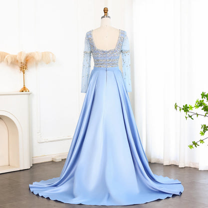 Theresa's Bridal LSZ238A Elegant blue long sleeve Arabic evening dress.