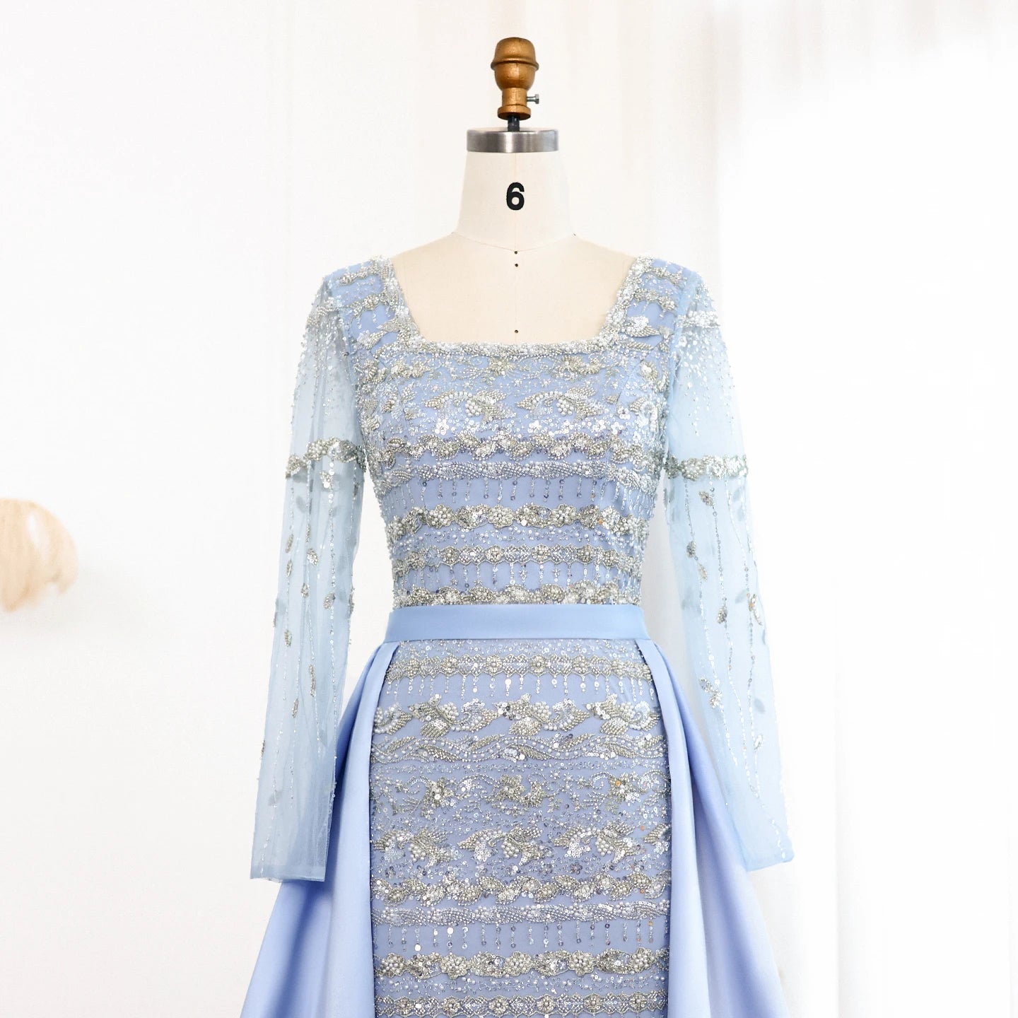 Theresa's Bridal LSZ238A Elegant blue long sleeve Arabic evening dress.