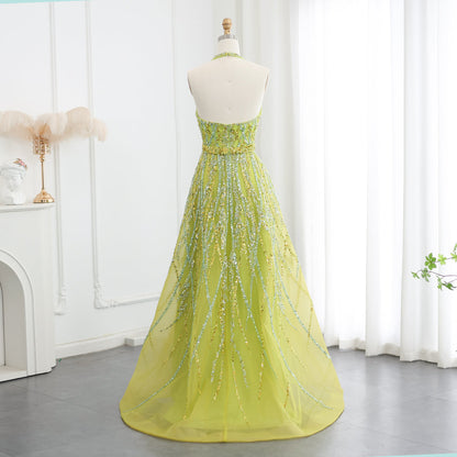 Theresa's Bridal LSZ472 Shiny Green style Halter evening dress